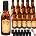 Tioncy 16 Pcs Vanilla Extract Bottles for Homemade Vanilla Jar Glass Bottle with Cap, Shrink Band, Sticker Syrup Gift Food Storage Canister for Bean Sauce Spice(Black, Brown,5 oz)