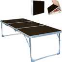 Folding Camping Table,3 Feet Portable Picnic Table,3 Folding Lightweight Aluminum Alloy Outdoor Beach Table with Handle for Outdoor Cooking, BBQ, Camping, Travel, and Party Use (Black)