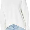 Amazon Brand - Daily Ritual Women's 100% Cotton Boxy Crewneck Pullover Sweater, White, Medium