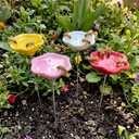 4 Pack Resin Bee Watering Station for Garden Butterfly Bath Cups Outdoor Garden Yard Bee Feeders Stakes Decor for Thirsty Pollinators Insects Plastic Free Attracting Glaze (Stylish)