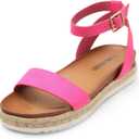DREAM PAIRS Women's Open Toe Platform Espadrille Wedge Sandals Comfortable One Band Dressy Casual Sandals for Women,Size 8.5,Fuchsia/Suede,KATHY