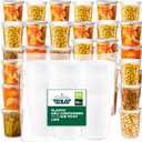 Deli Soup Quart Containers with Lids [32 Oz - 24 Pack], Plastic Food Freezer Storage Containers with Lids, Disposable Heavy Duty Microwavable Airtight To Go Takeaway Take Out Containers Cups With Lids