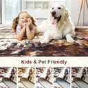 FlyDOIT Washable Area Rug for Living Room, 4x6 Modern Abstract Soft Non Slip Thin Throw Rugs, Print Pattern, Indoor Floor Carpet for Kitchen Office Dorm Bedroom Brown Black Cream Beige White