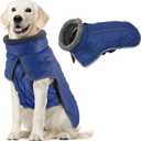 Fragralley Dog Coat Medium, Waterproof Dog Jacket with Warm Fleece Lining, Adjustable Reflective Dogs Winter Coat, Turtleneck Pet Coats for Cold Weather (Blue M)