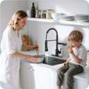 Kitchen Faucet with Pull Down Sprayer - Matte Black Single Handle Commercial Kitchen Faucets, 2-Spout Kitchen Sink Faucet, Stainless Steel Spring Pull Out Sink Faucet 1/3 Hole