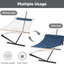 SUNCREAT Double Portable Rope Hammock with Stand Included, Outdoor Two Person Hammock with Polyester Pad, Navy