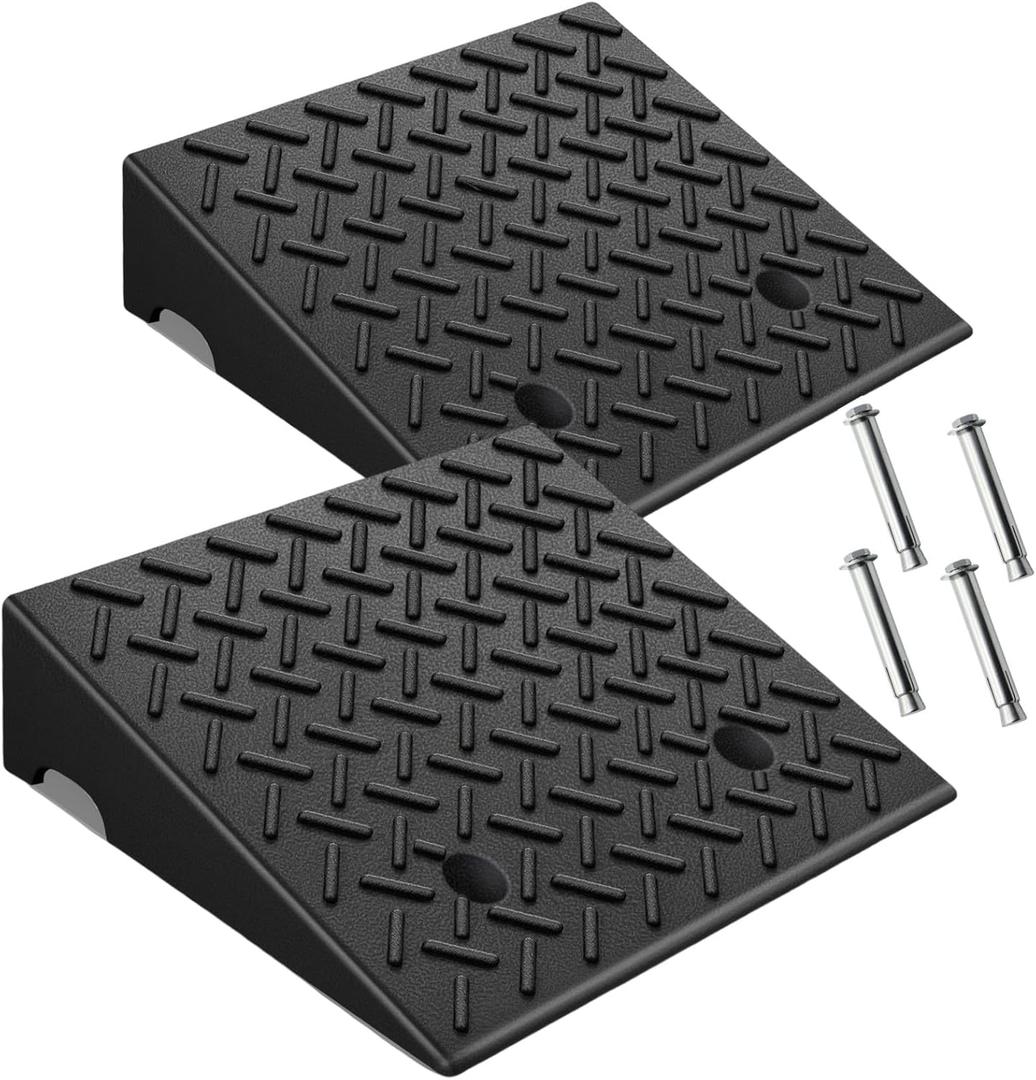 Heavy-Duty Rubber Curb Ramps 2-Pack, 6" Height & Extra-Wide 18.8" Width, Supports 11800LBS, Non-Slip Driveway Ramps for Wheelchairs, Cars, Scooters, Lawn Mowers & Motorcycles