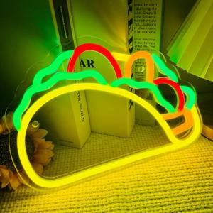 Tacos Shaped Neon Sign LED Neon Taco Signs for Mexican Food Restaurant Wall Decor Tacos Decorations for Taco Bar Party Kitchen Bedroom Wall Art Decor Signs