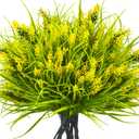 20 Bundles Artificial Plants Outdoor Fake Monkey Grass with Flowers (Yellow)