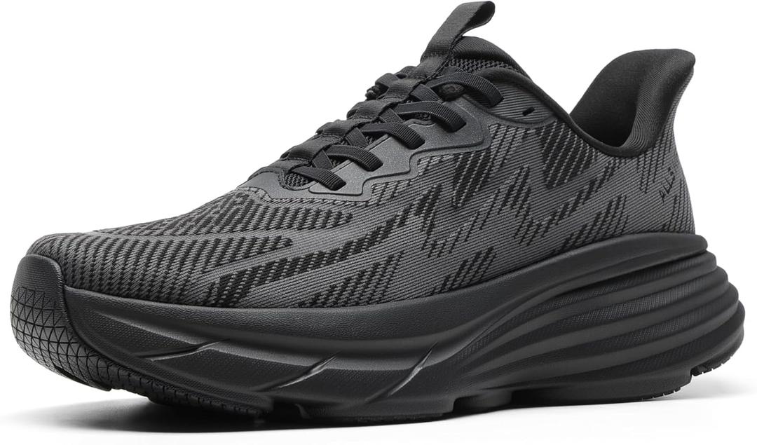 Men's Slip On Walking Shoes Hands-Free Cushion Running Tennis SwiftPlush Non-Slip Comfortable Workout Gym Athletic Fashion Sneakers (9.5, Black)