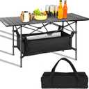 Folding Camping Tables that Fold Up Lightweight,Aluminum Roll Up Camping Table for 4-6 Person Camp Table with Large Storage and Carrying Bag for Outdoor, Picnic, Backyards, BBQ, Beach, 220 Lbs