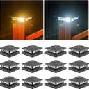 VOLISUN Solar Post Cap Lights: 12 - Pack Outdoor Deck Post Cap Lights Black for Dock Fence Waterproof 2 Color Modes,4x4/6x6 Wooden/Vinyl Posts