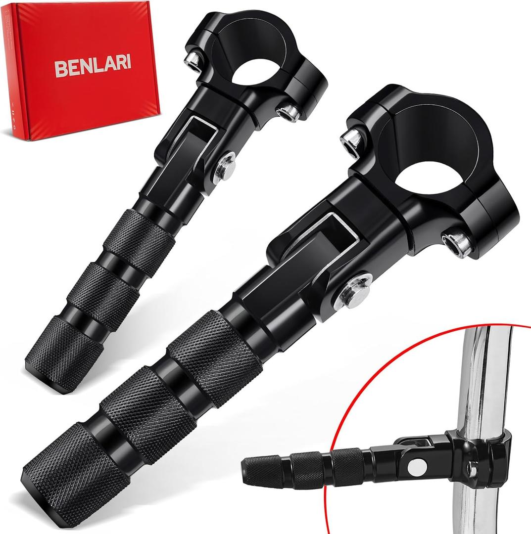 Benlari CNC Highway Pegs Motorcycle Foot Pegs Stainless Steel 1in 1-1/4in 25mm 32mm Fit for Harley Davidson for BMW for Honda for Suzuki for Kawasaki Engine Guards Crash Bars Black