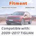 Osakesukar Driver Left Side Mirror Replacement For 2009-2017 TIGUAN OEM Fit Mirror Glass Replace 5N0857522A
