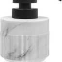 12.5oz Resin Soap Dispenser for Bathroom Countertop, Refillable Hand Soap Lotion Dispenser with Rust Proof Pump for Kitchen Countertop, Easy-to-Press, Marble White