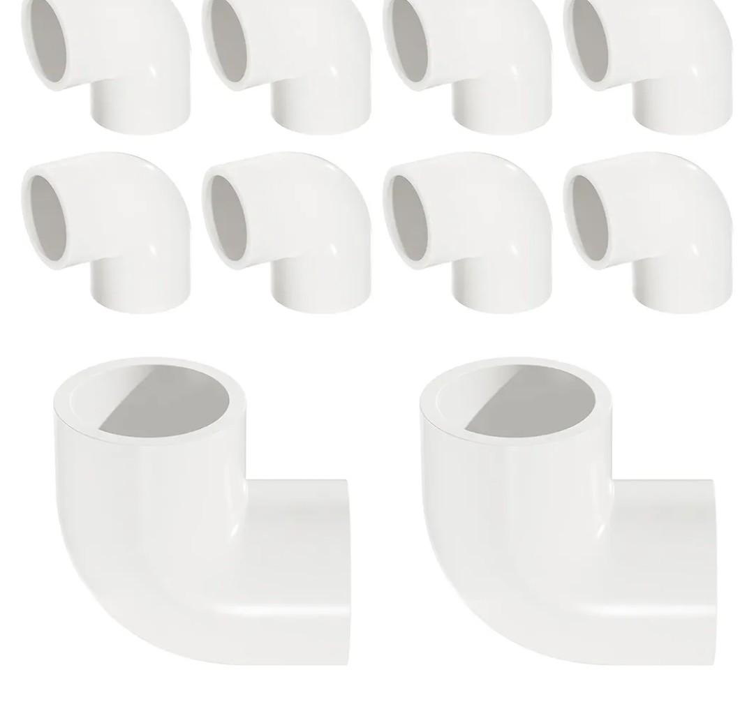 10 Pcs 90 Degree Elbow Pipe Fittings (Socket x Socket), Heavy Duty 2 Way Right Angle Pipe Fitting for DIY Creations, Schedule 40 PVC Coupling Adapter.