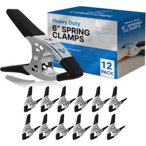 12 Pack - 6" inch Spring Clamp Large Super Heavy Duty Spring Metal Black - 3 inch Jaw opening