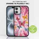 for iPhone 16 Plus Case TPU+PC Premium Colorful Drop Protection Case Excellent Shock Absorption Military Grade Drop Protection Pink Butterfly Starburst Phone Case