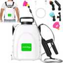 Battery Powered Sprayer 3.2 Gallon,Powerful Electric Sprayer with 5 Mist Nozzles,Rechargeable Handle, 41 in Retractable Wand,Adjustable Shoulder Strap,for Lawn,Gardening,Cleaning