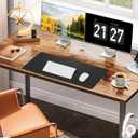 Desk Pad Mat 23.6"x13.7" - Waterproof Mouse Pad & Desk Protector, Non-Slip PU Leather for Gaming Keyboard/Mouse, Stitched Edge XL Office Desk Pad with Ergonomic Support(Black) (24" x 14")