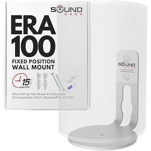 Sound Bass ERA100 Wall Mount Bracket, Low Profile, White, Single Unit, Compatible with Sonos ERA 100 Speaker, Complete with All Fixing Hardware