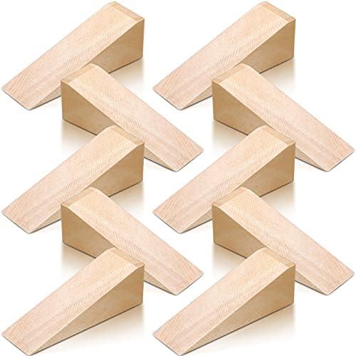 Treela Wooden Wedges for Chair Caning Supplies Wood Wedge Non Slip Wood Door Wedge Tool Triangle Block for Chair Caning Door Stop, 3.94 x 1.18 x 1.18 Inch(20 Pieces)