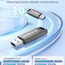 MFi Certified Photo Stick 128GB USB Flash Drive for iPhone, 4 in 1 External Memory Thumb Drive for Picture Video Data Backup, High Speed Memory Stick USB Drive for iPhone/iPad/Android/PC (Gun Black)