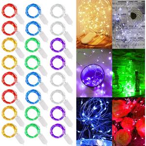 WATERGLIDE 24 Pack Fairy Lights Battery Operated (Included), 7 ft 20 LED Mini String Lights, Waterproof Silver Wire Firefly Starry Lights for DIY Wedding Christmas Party Mason Jars Decor, Multicolor (6 Colors)