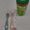 dollop Silicone Baby Feeding Spoon | 2 pack | BPA Free | Dishwasher Safe And Zak Designs Kelso 15 oz Tumbler (Dino Camo) Leak-Proof Screw-On Lid with Straw Made of Durable Plastic and Silicone, Perfect Cup Bundle for Kids