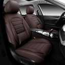 Brown Car Seat Covers Full Set, Universal Faux Leather Seat Covers for Cars 5 Seats, Waterproof Leather Car Seat Covers, Comfortable Automotive Seat Covers for Most Sedans Trucks SUVs