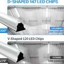 CNSUNWAY 2FT LED Shop Light, 24W 5000K 3600LM Super Bright, D Shape Utility T8 LED Light Fixture, High Output, Linkable Shop Lights Tubes for Room, Garage, Workbench, Plug and Play, 2 Pack
