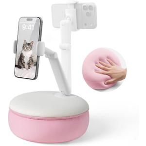 SAIJI Cell Phone Pillow Holder Mini iPhone Stand for Bed, Upgraded ,Mini Angle & Height Adjustable Phone Pillow Stand for Watching Video On Bed/Sofa/Lap, Fit for 4.7"-7.0" Device (Pink)