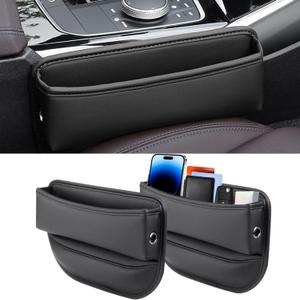 Car Seat Gap Filler 2 pack Car Gap Filler Seat Organizer Front Seat Leather Car Accessories for Women Men, Car Essentials for SUV Truck, Adjustable Seat Gap Filler Organizer (Black 2 pack)