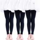 3 Pairs Girl's Microfiber Footless Tights, Girls Dance Tights Footless (Black)