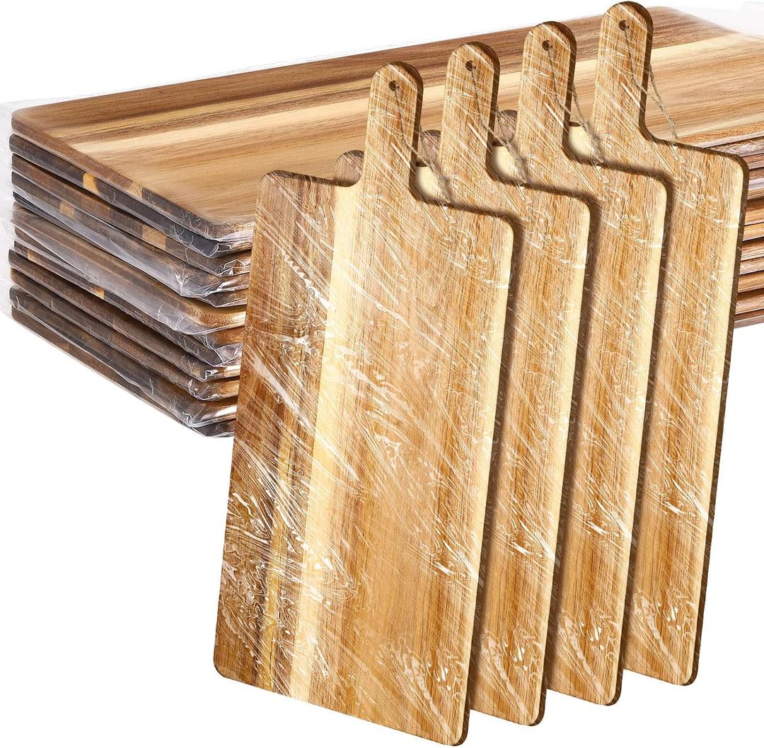 Patelai 12 Packs Acacia Wood Cutting Board Set with Handles 21.5 x 8.7 Inch Large Kitchen Serving Plain Chopping Board Bulk Gifts for Mom for Vegetables Meat Pizza Cheese Fruit Bread, 21.5 x 8.75 Inch