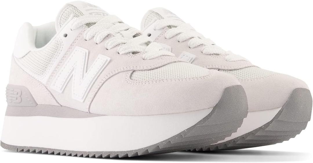 New Balance Women's 574+ Sneakers, Reflection | Rain Cloud, Grey, 11 Medium US
