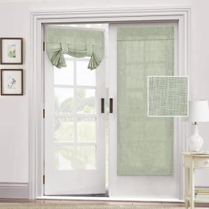 H.VERSAILTEX Natural Linen Semi Sheer French Door Curtains Light Filtering Privacy Boho Window Drapes 2 Panels Self Adhesive Door Blinds Tie Up Shade for Bedroom Living Room,68" Lx26 W,Sage