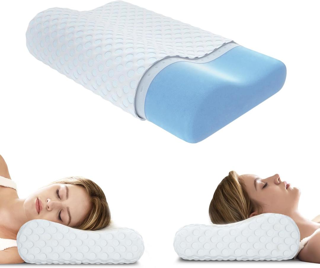 Neck Pillow Memory Foam Contour Pillow for Pain Relief Cervical Pillow for Sleeping, Orthopedic Pillow for Neck and Shoulder Pain, Ergonomic Pillow for Side Back Stomach Sleeper-Soft, Soft - Standard