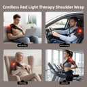 Cordless Red Light Therapy for Shoulder with Heat & Massage Vibration, Separate 5000mAh Portable Near-Infrared Light Therapy Wrap for Shoulder Discomfort, 3 Heat 4 Vibration Modes, 660nm & 850nm LEDs