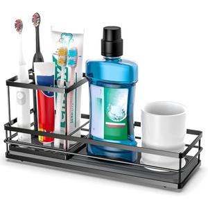 Toothbrush Holders with Water Absorbing Diatomite for Bathrooms, Electric Tooth Brush Toothpaste Holder, Kitchen Countertop Sink Caddy Sponge Organizers and Storage, Stone Drying