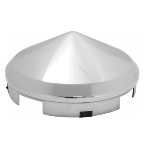 Grand General 10742 Chrome Front Cone Hub Cap with 1" Lip and 4 Even Notches
