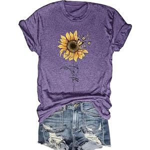 Women Crew Neck Sunflower Graphic Loose Tee Shirts Short Sleeve Tshirts Garden Lover Trendy Top XXL