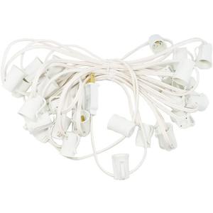 50FT C9 Light String Christmas Stringer, E17 Light Sockets 12" Spacing, C9 Stringer Set White Outdoor String Light Strand for Wedding Patio Event Lighting Decor, White Wire