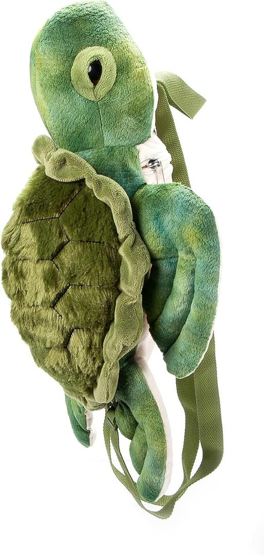 Turtle Stuffed Animal Plushie Backpack, Gifts for Kids, Sealife Animal Toy, Green Sea Turtle Plush Toy Book Bag