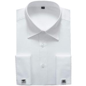 Alimens & Gentle French Cuff Regular Fit Dress Shirts (Cufflink Included) (22" Neck 35"-36" Sleeve, White)