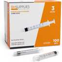 BH Supplies 3ml Luer Lock Tip Syringes (No Needle) - Sterile, Individually Wrapped - 100 Syringes