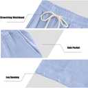 Mens Linen Pants Casual Beach Yoga Pants Elastic Waist Drawstring Straight Leg Loose Lightweight Trousers with Pockets (Blue, XXL)