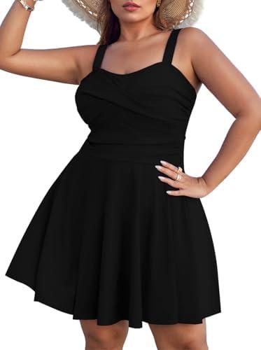 Sovoyontee Women Plus Size Tankini Swimsuit Two Piece Flowy Swimdress Bathing Suits with Shorts Size 2XL