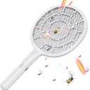YsChois Electric Fly Swatter, Bug Zapper Companion, Mosquito Killer Racket | Gold Zone Voltage, Densest 3mm Mesh, Apple-Like Weight, AA Battery Operated (not incl) - Pro Swat Tips for Indoor & Outdoor, White 