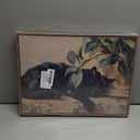 Framed Vintage Black Cat Canvas Wall Art, Retro Sleeping Black Cat with Green Plant Painting Wall Decor Vintage Cute Animal Picture Prints Rustic Aesthetic Home Decor for Living Room Bedroom 12x16